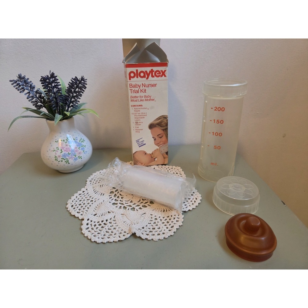 VTG Vintage 1983 Playtex Baby Nurser Trial Kit 8 Oz Bottle Liners Box